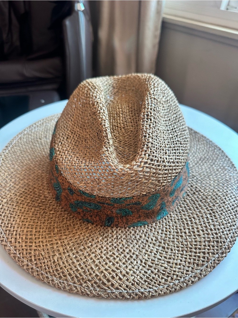 Dunckester Panama Hat with Turquoise Embroidery
